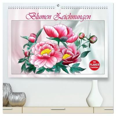 Blumen-Zeichnungen (hochwertiger Premium Wandkalender 2027 DIN A2 quer), Kunstdruck in Hochglanz