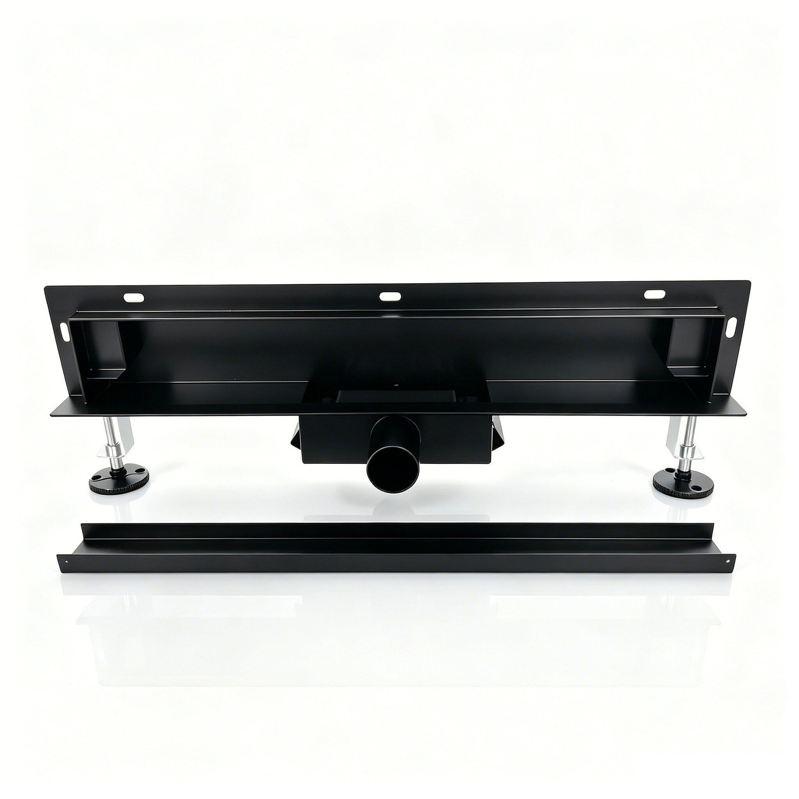 Dripio 2-in-1 roestvrijstalen wandafvoer, extra plat, zwart, 80 cm