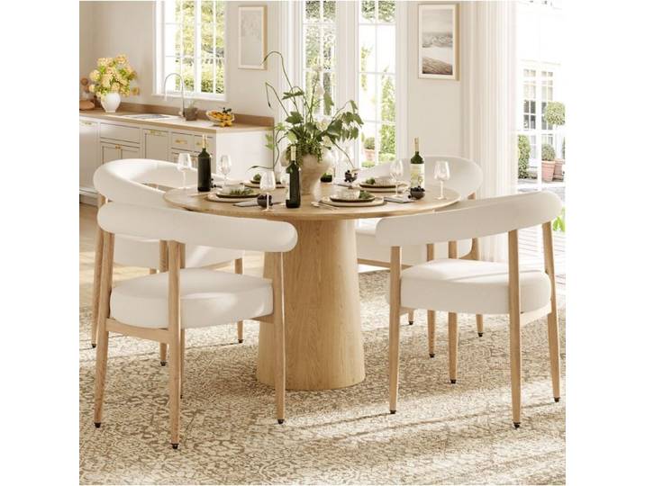 4 Chaises Rembourrées au Design Contemporain avec Structure Métallique Robuste Adaptées pour 4 Personnes