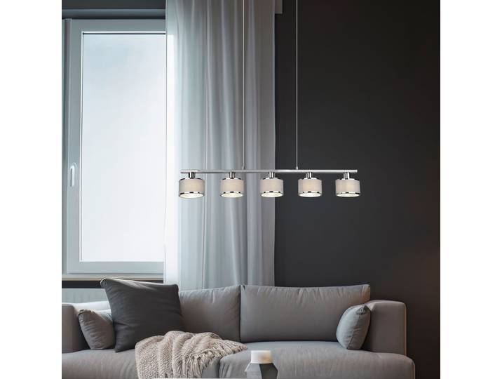 Suspension Kaprun Type A 92 x 150 x 12cm Argenté/Chrome Tissu mélangé E14