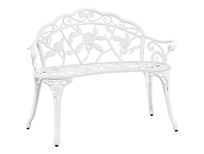 Yaheetech Banc de Jardin Extérieur Mobilier de Jardin en Aluminium Siège de Parc 99 5 x 57 x 78 5cm Blanc
