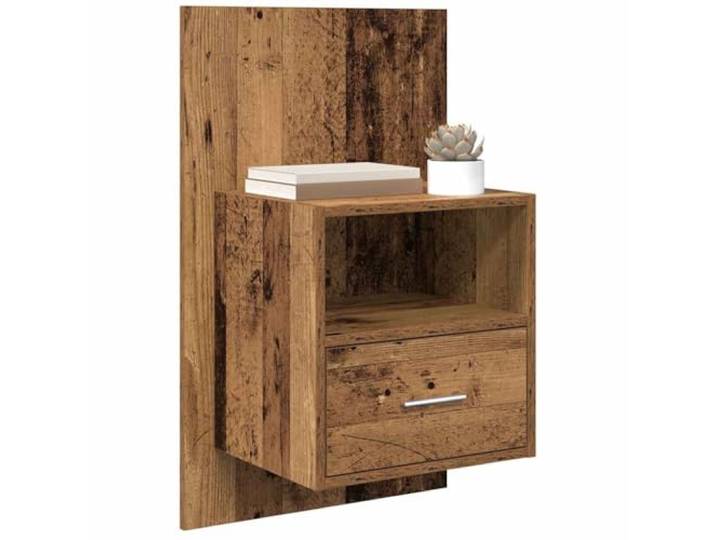 KTHLBRH Moderner Hängender Nachttisch, 50 x 32,5 x 80 cm Altholz, 2-teilig, Wandmontage, funktional und stylisch