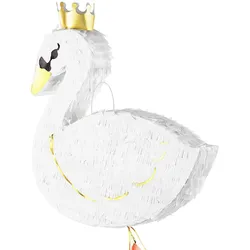 PartyDeco Piñata 43,5x49,5x9cm Schwan Party Dekoration zum Befüllen Partyspiele Kindergeburtstag Geburtstag Babyparty Hochzeit Party Partydeko Partyzubehör Weiß