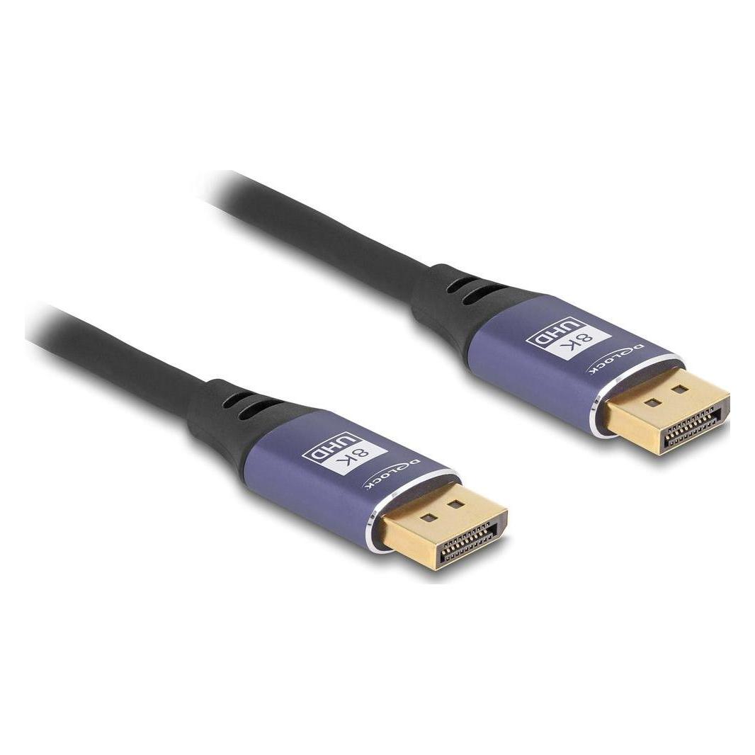 Delock DisplayPort Kabel 8K 60 Hz 2 m flieder Metall (2 m) (80601)
