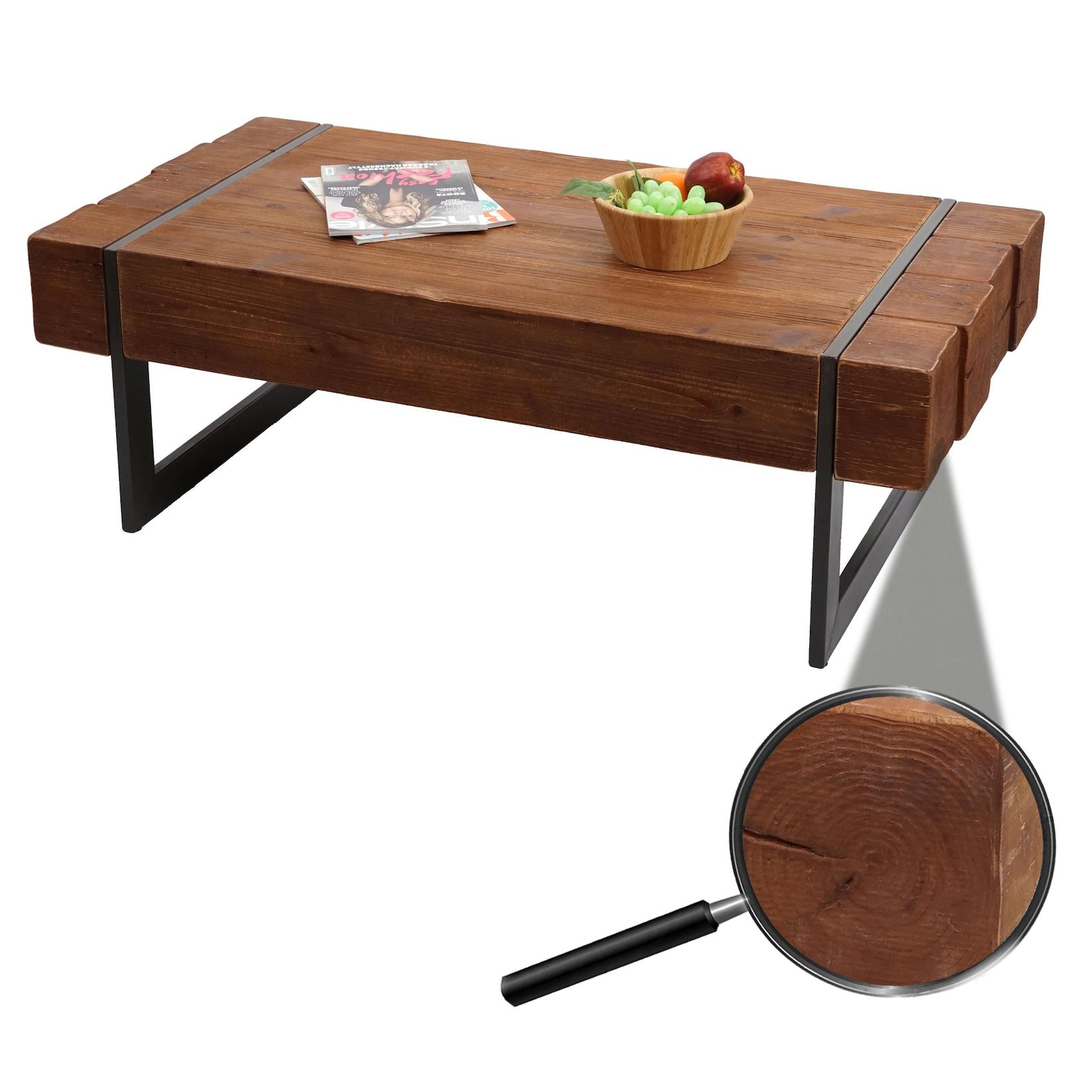 Couchtisch MCW-A15a, Wohnzimmertisch, Tanne Holz rustikal massiv 40x120x60cm ~ braun