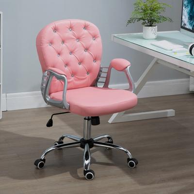 Ostweer Stylish Vanity Chair Button Tufted Desk Chair with Padded Armrests, Gaming Chair Swivel Chair with Adjustable Height