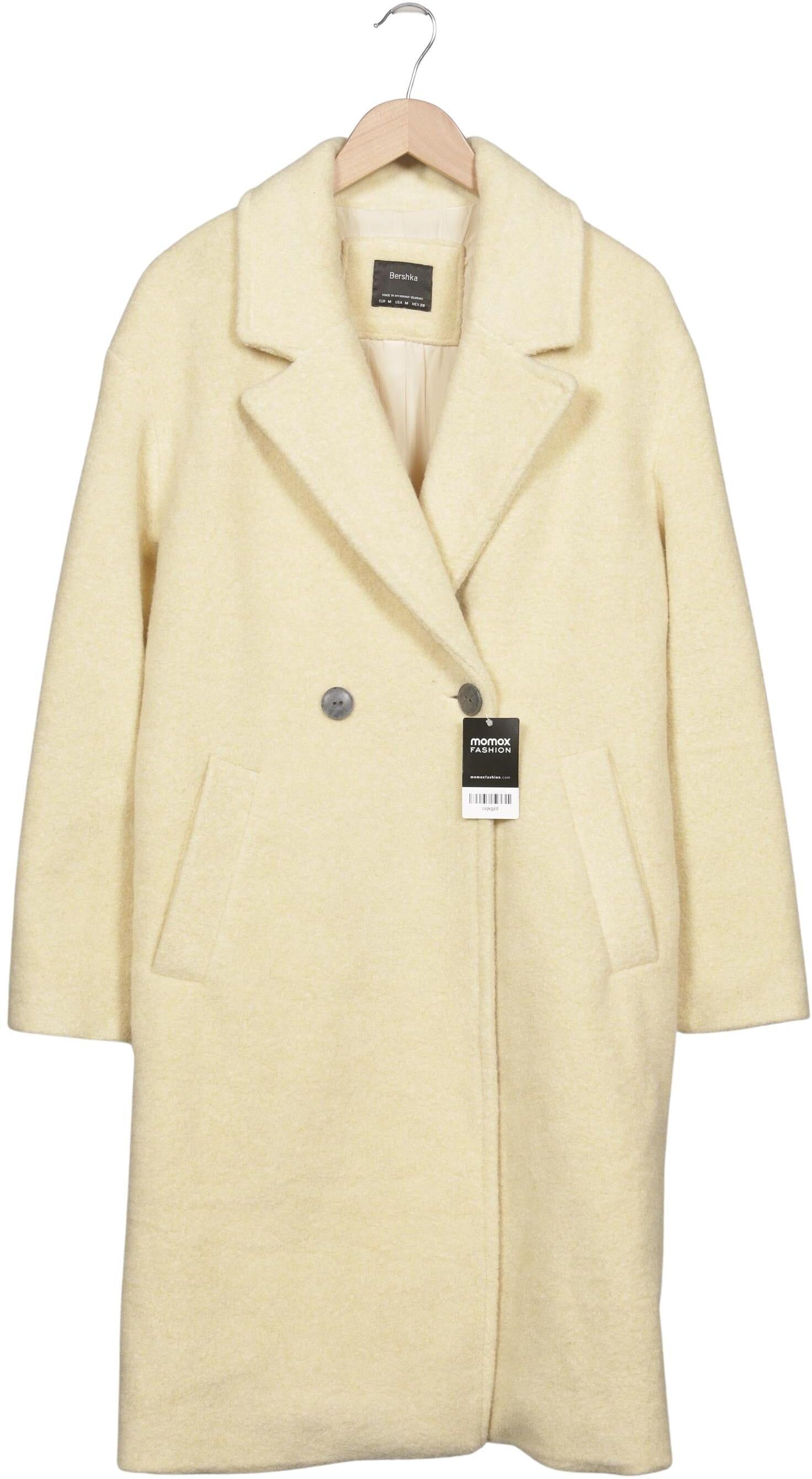 bershka Damen Mantel, Cremeweiß, Gr. M, Synthetik - Second Hand