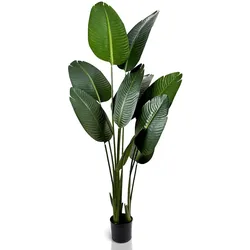 IvoQ Strelitzia Kunstpflanze 160 cm - Große Paradiesvogelblume im Topf - Lebensecht & Pflegefrei - Für Innen