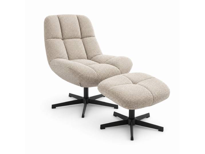 Manueller Relaxsessel Swing mit Fußhocker - Stoffbezug Taupe