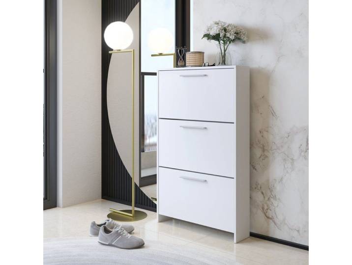 Meuble à Chaussures Ossi Dmora Bois Blanc 69x17x115h cm