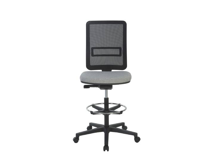Siège haut Work Up Office dossier maille noir/ assise tissu M1 gris - dossier repose-pieds roulettes