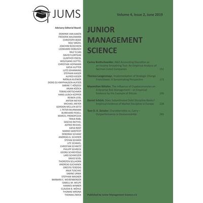 Junior Management Science, Volume 4, Issue 2, June 2019, Taschenbuch von Junior Management Science E. V., GRIN, 978-3-346-08168-1