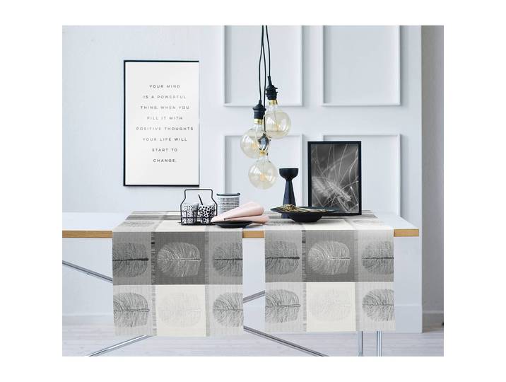 Chemin de table Vito 44 x 140cm Gris/Gris/Crème