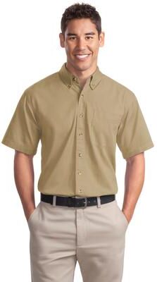 Port Authority S500T Short Sleeve Twill Shirt in Khaki size 2XL   Cotton