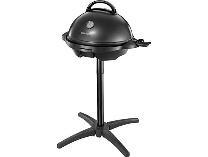 George Foreman Grill 2in1 Elektrogrill [Testsieger]: Standgrill & Tischgrill (Innen- & Außennutzung, Balkon & Küche, Ø44,5cm, Temperaturanzeige, Fettauffangschale, 2400W) Kugelgrill 22460-56, Schwarz