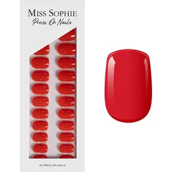 MISS SOPHIE Press On Nails Lipstick Red Short Square