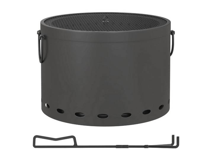 Outsunny Feuerschale, Metall, Dunkelgrau, 38x27x38 cm, Gartenmöbel, Feuerschalen & Feuerkörbe