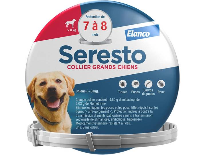 Seresto® Chien – Collier Anti-Puces et Anti-Tiques pour Grands Chiens – Plus de 8 kg