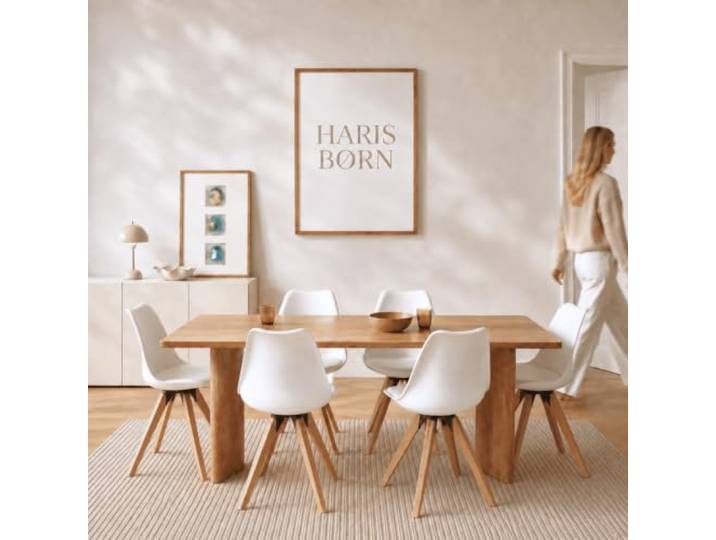 Haris Børn® Esszimmerstühle (6er Set) Weiß mit Holzbeinen - Schalenstuhl mit Kunstleder - Stühle Esszimmer, Esstisch Stühle & Küchenstühle - Esszimmerstuhl 30 Tage risikofrei testen