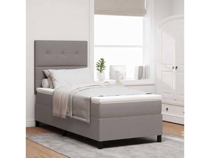 Taschenfederkern Matratze LED Beleuchtung modernes Design 100x200 cm Taupe Boxspringbett mit Matratze LED Taupe 100x200 cm Stoff Polsterbett mit verstellbarem Kopfteil Taschenfederkern