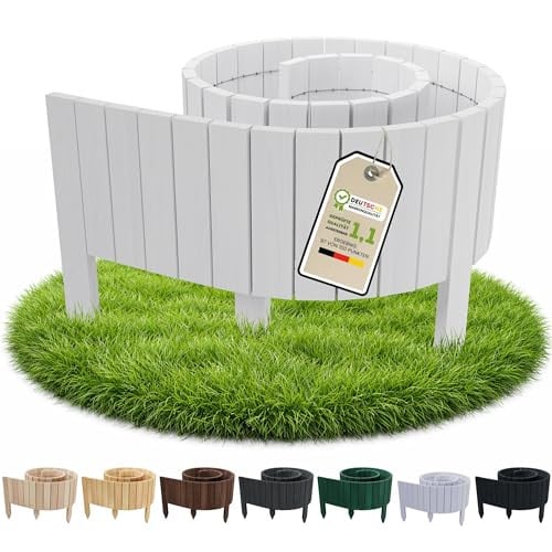 Floranica Borderrand Hout Wit - Grenen Tuinafscheiding met Rechte Bovenkant - Hoogte: 40 cm, Lengte: 200 cm