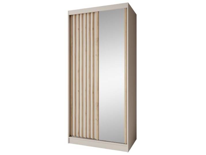 BEAUTY SOFA Kleiderschrank Donatello mit Spiegel und Lamellen, Höhe: 205 cm, moderner Schiebetürenschrank