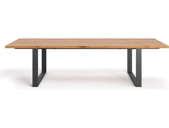 Table industrielle extensible Mova\, 180x90 cm + rallonge de table 1x50 cm\, bois massif\, scandinave