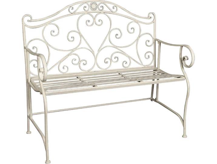 Bank HOME AFFAIRE, weiß, B:103cm H:95cm T:54cm, Metall, Sitzbänke, Bank, antikweiß Outdoor geeignet