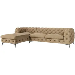 ECKSOFA Chesterfield Laura Beige Samt