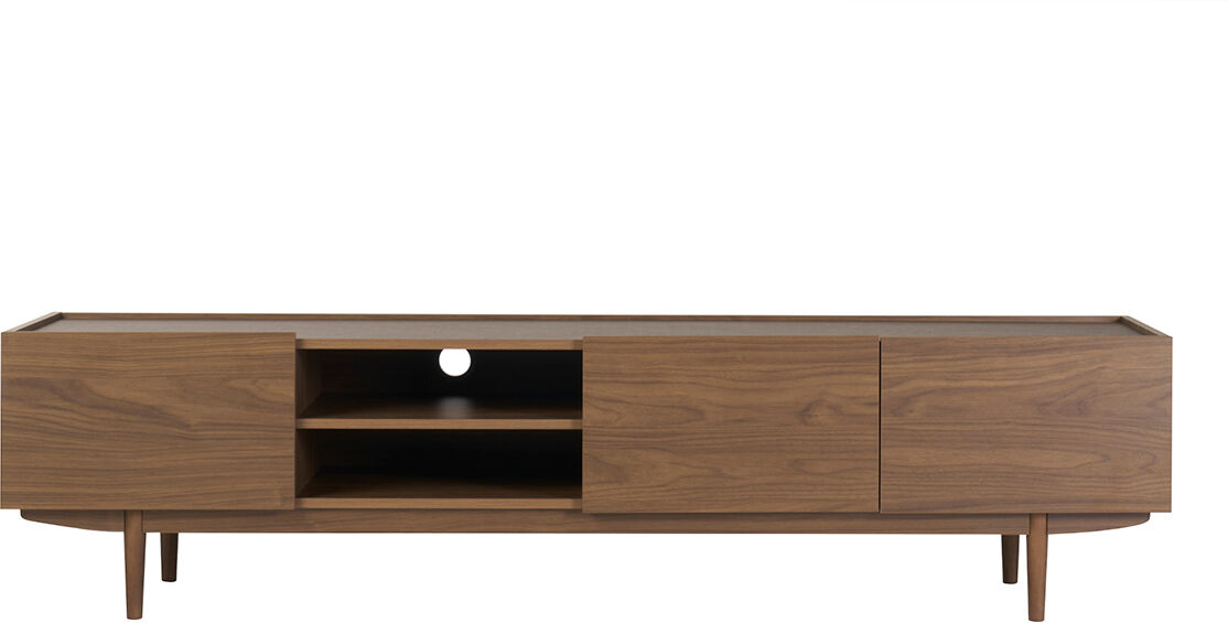 Miliboo Meuble TV finition bois foncé noyer 3 portes L180 cm SANAA