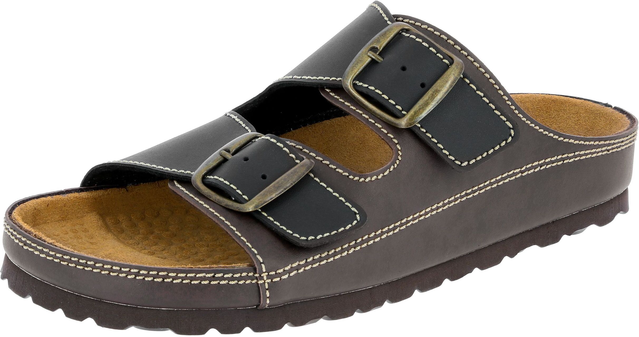 Pantolette LICO "Pantolette Natural Man", Herren, Gr. 45, braun, Synthetik, Schuhe Pantolette braun 45