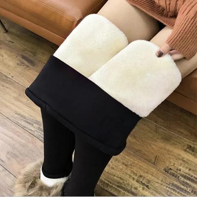 LightInthebox Lambskin Winter Leggings for Women, Fleece Lined Thermal High Waist Slim Pants, Thick Warm Stretch Cotton Jeggings for Cold Weather