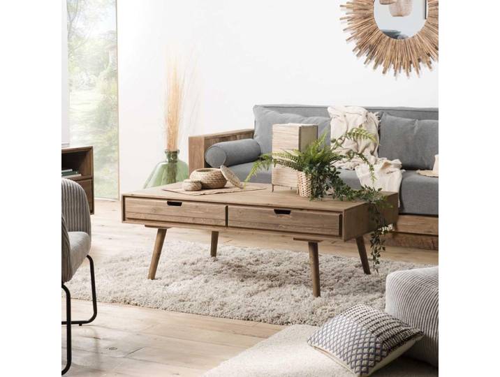 ANDY - Table basse scandi bois 4 tiroirs ANDY