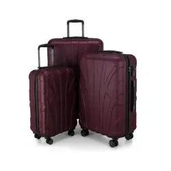 SUITLINE - 3er Koffer-Set Hartschalenkoffer Trolley, TSA, S M & L, Burgund