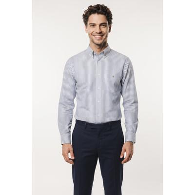 Langarmhemd GANT "REGULAR POPLIN STRIPE SHIRT", Herren, Gr. L, N-Gr, blau (surplus mint), Web, Obermaterial: 100% Baumwolle, regular fit normal, Rundhals, eingesetzt Manschette, Hemden, Regular fit mit Streifenmuster