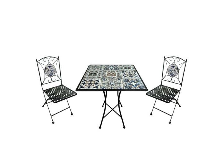 AXI Camilla Table et Chaise Bistrot 2 Chaises 1 Table Ensemble Bistro Extérieur Mosaique Bleu Clair - Salon de Jardin Bistrot
