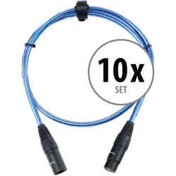 Pronomic XFXM-Blue-1 Mikrofonkabel XLR 1 m Metallic Blue 10x Set