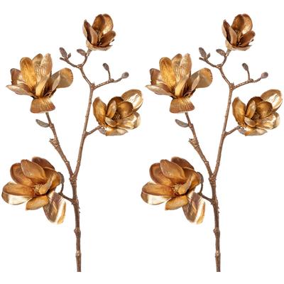 Winterliche Kunstpflanze CREATIV DECO "Weihnachtsdeko", gold (altgoldfarben), H:85cm, Kunststoff, Kunstpflanzen, 2er Set, altgoldfarben