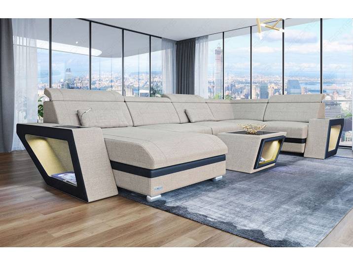 Stoff Wohnlandschaft Catania U-Form