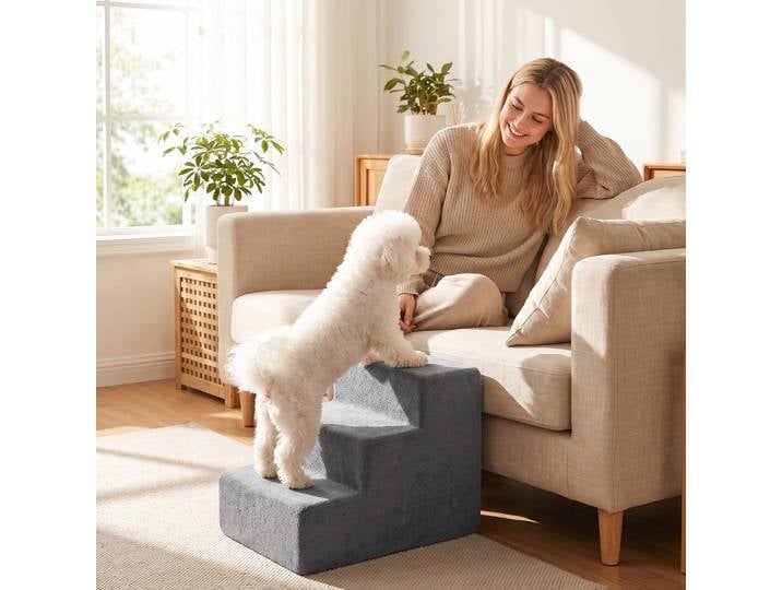 PawHut Escalier 3 Marches 35cm Gris Foncé Pour Petits Chiens