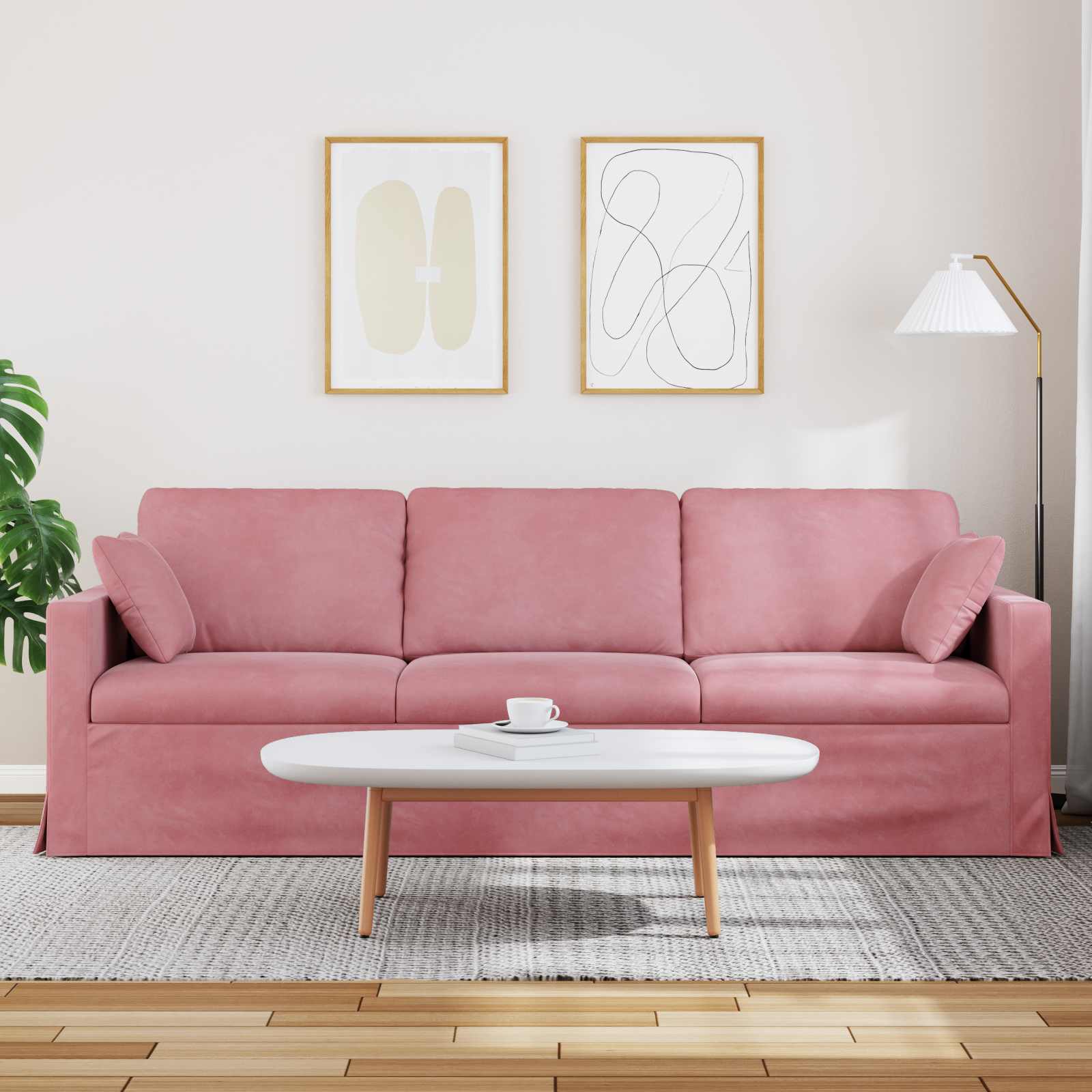 vidaXL Canapé Rose 228 x 78 x 80 cm Velours