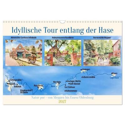 Idyllische Tour entlang der Hase (Wandkalender 2027 DIN A3 quer), CALVENDO Monatskalender
