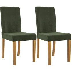 CLP 2er Set Esszimmerstuhl Ina Cord antik hell   Farbe: grün, Gestell Farbe: antik-hell