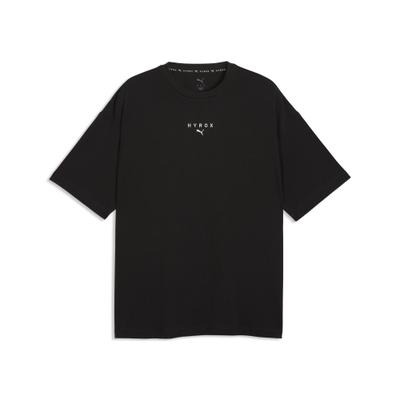 Trainingsshirt PUMA "M X HYROX LIFESTYLE TEE", Herren, Gr. L, schwarz (puma schwarz), Jersey, Obermaterial: 100% Baumwolle, regular fit normal, Rundhals, Shirts, regular fit, Kurzarm, Rundhalsausschnitt, für Fitness-Workout