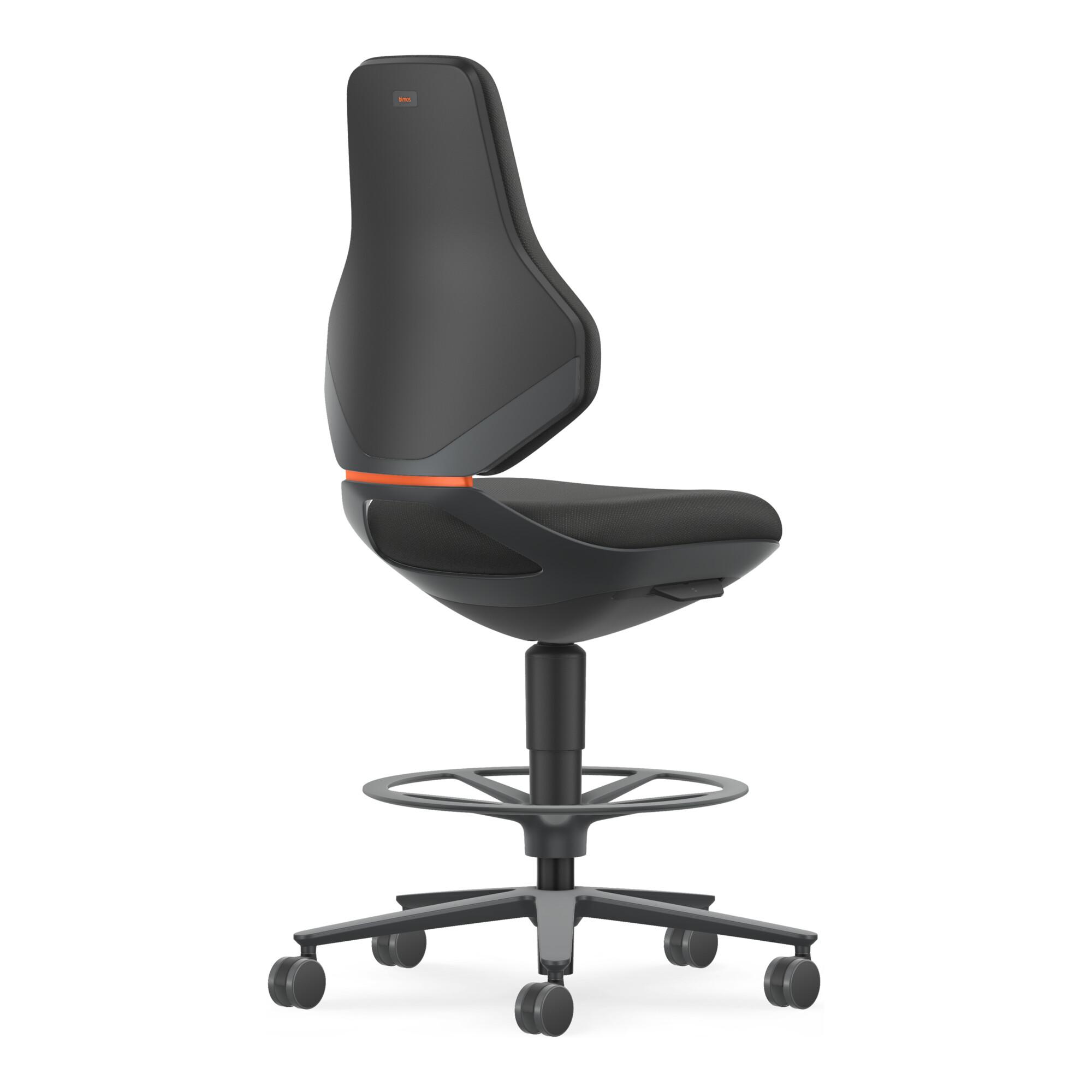 Bimos Industrie- und Laborstuhl Texon Sitz-Stopp-Rollen Fußring 570-810 mm schwarz (9175-6801)