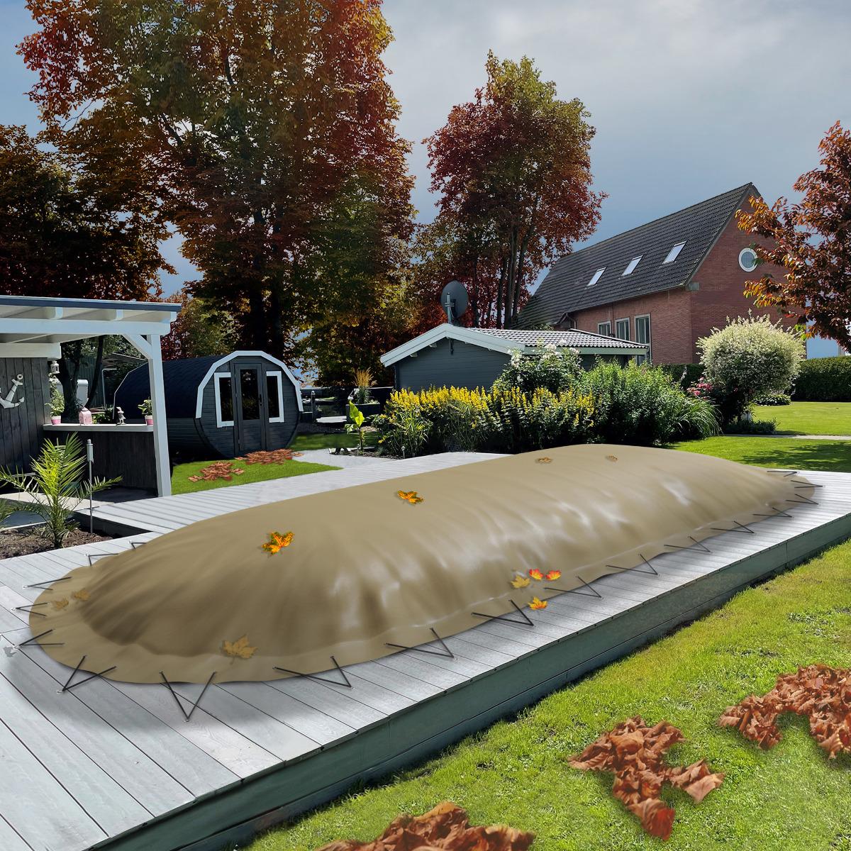 Aufblasbare Pool Abdeckplane für Pool ovalform 4,00x8,00m sand Air Cover Luftkissen