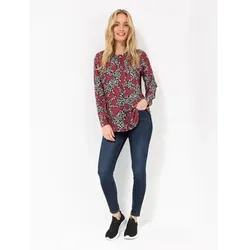 DINE 'N' DANCE Bluse Allover-Druck Rundhalsausschnitt leger weit