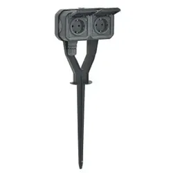 Legrand 069759L Plexo New Gartenpfahl 2-fach vorverdrahtete SSDO, SL, EB, IP44, IK 08, Grau