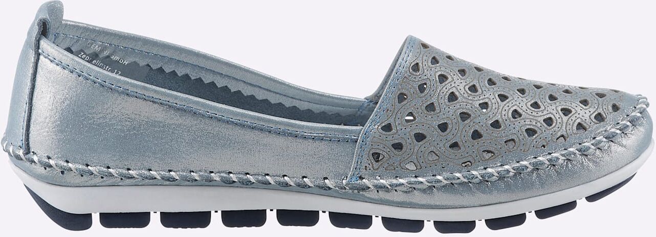 Slipper GEMINI, Damen, Gr. 37, blau (eisblau, meliert), Glattleder, Schuhe Slipper eisblau, meliert 37