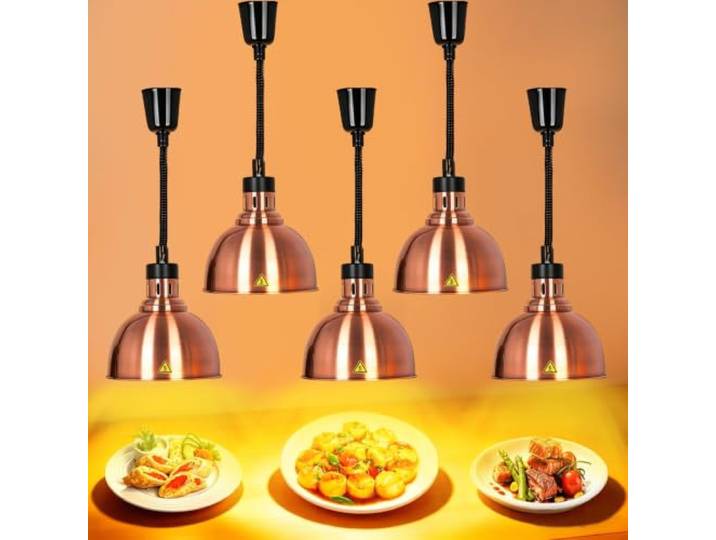 VFDZ Wärmelampe Küche Gastro, Einziehbare Speisenwärmer Lampe Buffet 25 cm Hängende Wärmelampe Gastronomie für Speisen, 250W Lebensmittel Wärmelampe Küche für Essen Buffet, Restaurant und Hotel